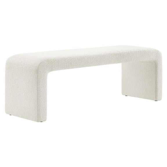 Modway Simba Boucle Fabric Waterfall Long Bench in Ivory