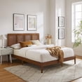 thumbnail image 1 of Modway Sirocco Adult King Modern Wood Rattan Platform Bed, Walnut, 1 of 10