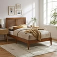 thumbnail image 1 of Sirocco Rattan and Wood Twin Platform Bed in Walnut, 1 of 10