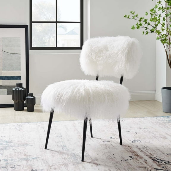 Modway Skylar Sheepskin Chair in White