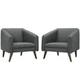 thumbnail image 1 of Modway Slide Polyester Upholstered Armchair in Gray/Dark Walnut (Set of 2), 1 of 3