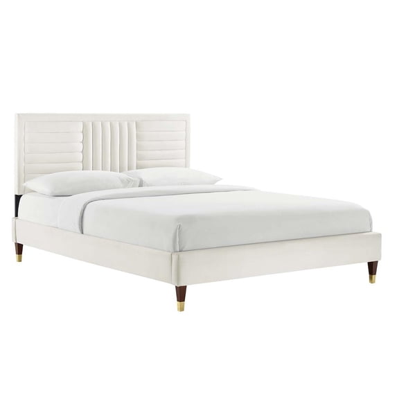 Modway Sofia Channel Tufted Performance Velvet King Platform Bed - White