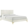 thumbnail image 1 of Modway Sofia Channel Tufted Performance Velvet Queen Platform Bed in White, 1 of 8