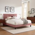 thumbnail image 1 of Modway Sofia Channel Tufted Performance Velvet Twin Platform Bed in Dusty Rose, 1 of 8