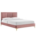 thumbnail image 1 of Modway Sofia Channel Tufted Performance Velvet King Platform Bed in Dusty Rose, 1 of 8