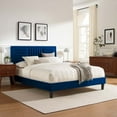 thumbnail image 1 of Modway Sofia Channel Tufted Velvet Queen Platform Bed in Navy, 1 of 8