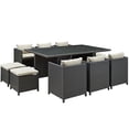 thumbnail image 1 of Sojourn 11 Piece Outdoor Patio Sunbrella Dining Set EEI-1952, 1 of 4
