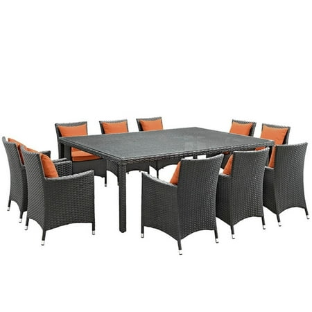 Modway Sojourn 11 Piece Outdoor Patio Sunbrella® Dining Set in Canvas Tuscan