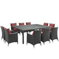 thumbnail image 1 of Modway Sojourn 11 Piece Outdoor Patio Sunbrella® Dining Set in Canvas Red, 1 of 2
