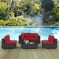 thumbnail image 1 of Modway Sojourn 5 Piece Outdoor Patio Sunbrella® Sectional Set in Canvas Red, 1 of 5