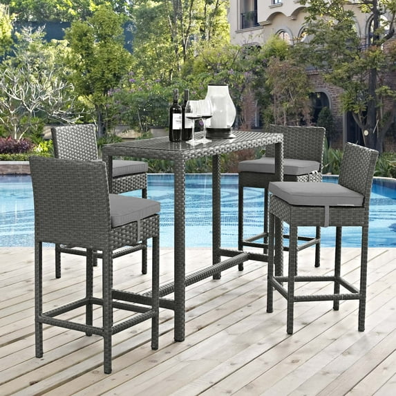 Modway Sojourn 5 Piece Outdoor Patio Sunbrella® Pub Set, Multiple Colors