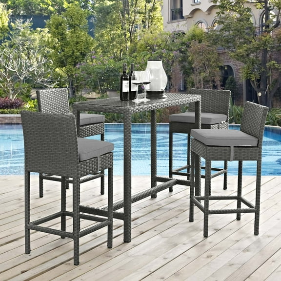 Modway Sojourn 5 Piece Outdoor Patio Sunbrella® Pub Set, Multiple Colors
