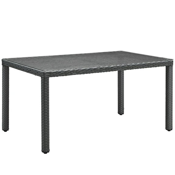 Modway Sojourn 59" Outdoor Patio Dining Table in Chocolate