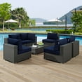 thumbnail image 1 of Modway Sojourn 7 Piece Outdoor Patio Sunbrella® Sectional Set in Canvas Navy, 1 of 8