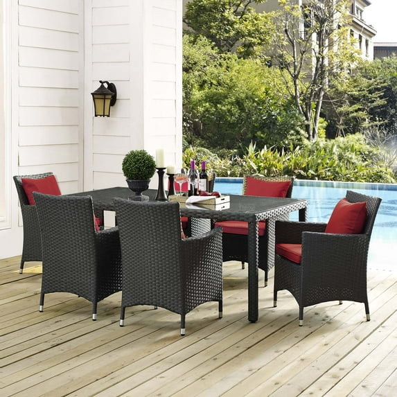 Modway Sojourn 7 Piece Outdoor Patio Sunbrella® Dining Set, Multiple Colors