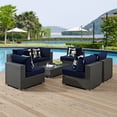 thumbnail image 1 of Modway Sojourn 7 Piece Outdoor Patio Sunbrella? Sectional Set in Canvas Navy, 1 of 5