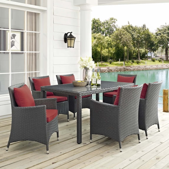 Modway Sojourn 7 Piece Outdoor Patio Sunbrella® Dining Set, Multiple Colors