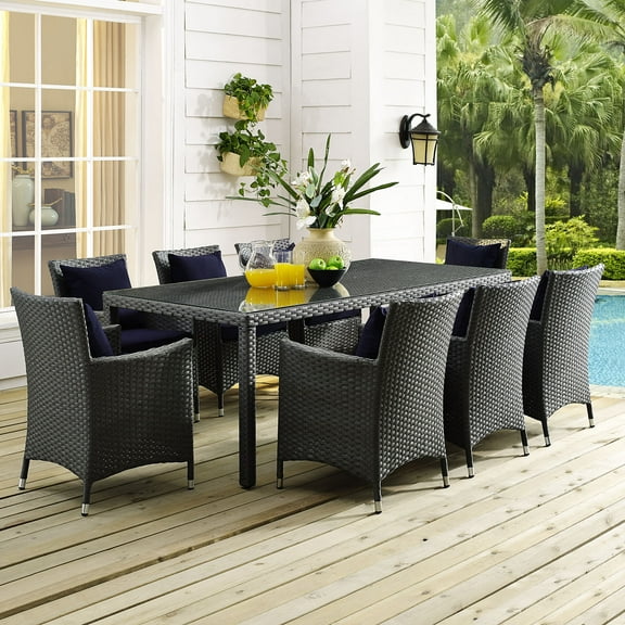 Modway Sojourn 82" Outdoor Patio Dining Table in Chocolate