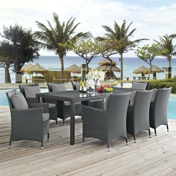 Modway Sojourn 9 Piece Outdoor Patio Sunbrella Dining Set