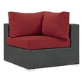 thumbnail image 1 of Modway Sojourn Aluminum Fabric and Rattan Patio Corner Sofa Chair in Canvas/Red, 1 of 4