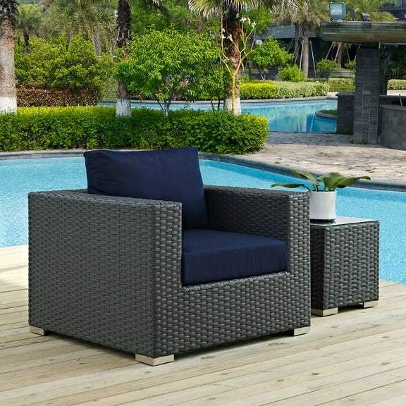 Modway Sojourn Outdoor Patio Sunbrella Armchair, Navy
