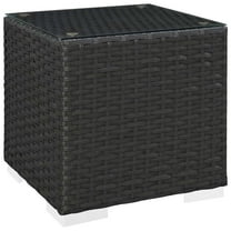 Modway Sojourn Aluminum and Rattan Patio Side Table in Chocolate