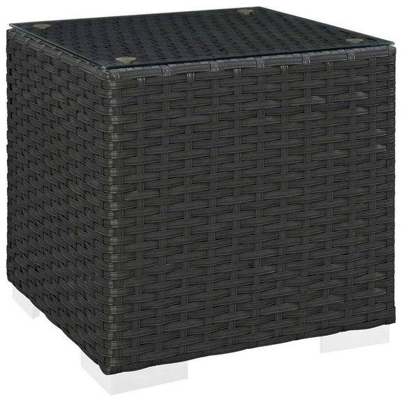 Modway Sojourn Aluminum and Rattan Patio Side Table in Chocolate