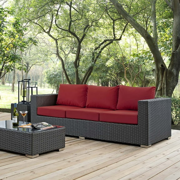Modway Sojourn Outdoor Patio Sunbrella® Sofa in Canvas Red
