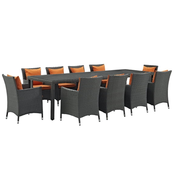 Sojourn 11 Piece Outdoor Patio Sunbrella� Dining Set
