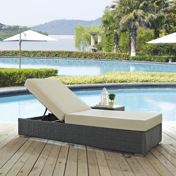 Modway Sojourn Outdoor Patio Sunbrella® Chaise Lounge in Canvas Antique Beige