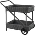 thumbnail image 1 of Modway Sojourn Rattan Patio Bar Cart in Chocolate, 1 of 4