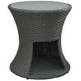 thumbnail image 1 of Modway Sojourn Round Aluminum and Rattan Patio Side Table in Chocolate, 1 of 3