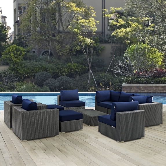 Modway Sojourn Wicker 10 Piece Patio Conversation Set