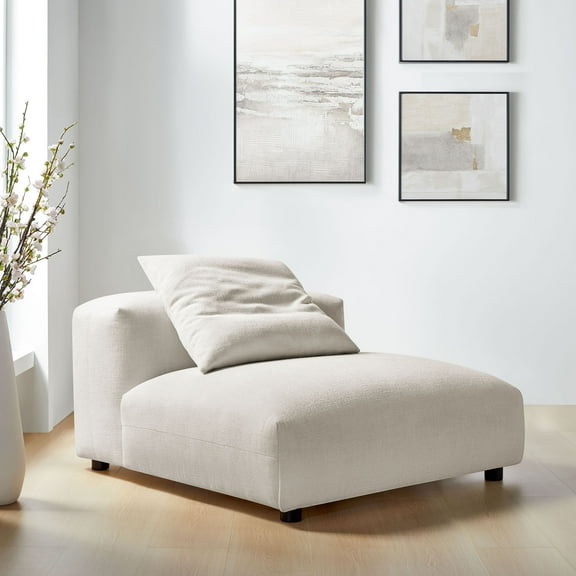 Modway Solace Modular Upholstered Fabric Armless Chair in Salt