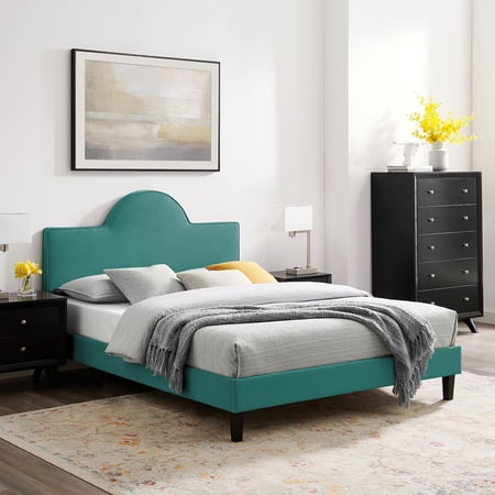 Modway Soleil Performance Velvet Full Bed in Teal