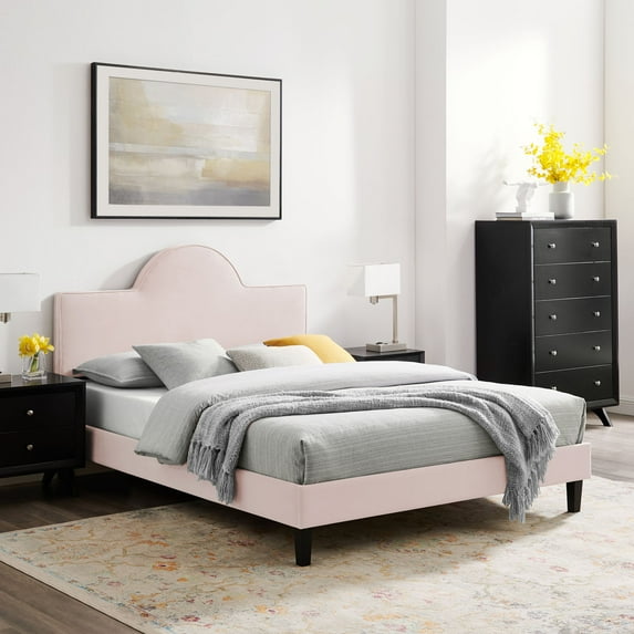 Modway Soleil Performance Velvet King Bed in Pink