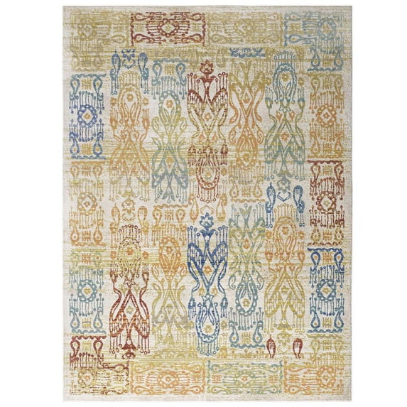 Modway Solimar Distressed Southwestern Aztec 5x8 Area Rug in Multicolored
