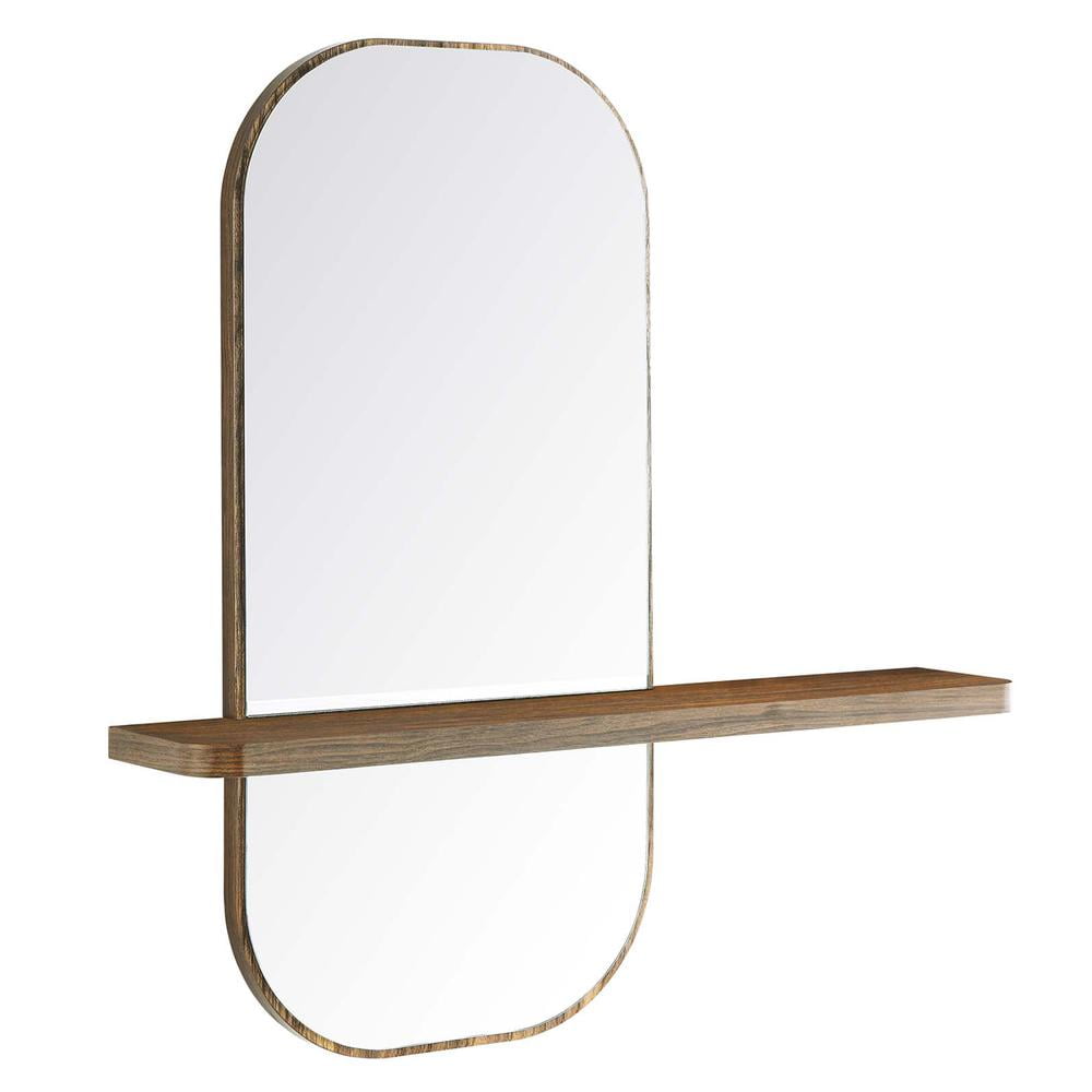 Solstice Walnut Rectangular Mirror with Shelf