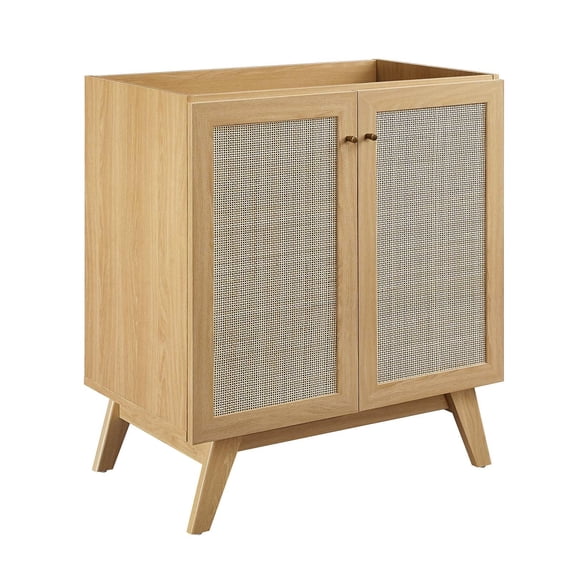 Modway Soma 30" Adjustable Shelf Wood Bathroom Vanity Cabinet in Oak