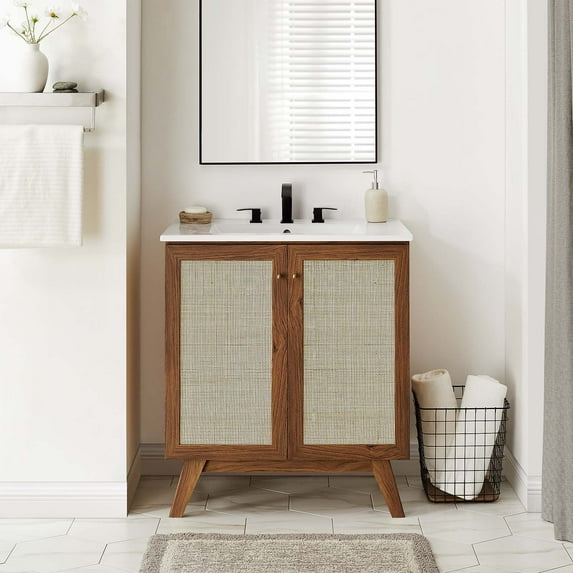 Modway Soma 30” Bathroom Vanity Cabinet (Sink Basin Not Included) in Walnut