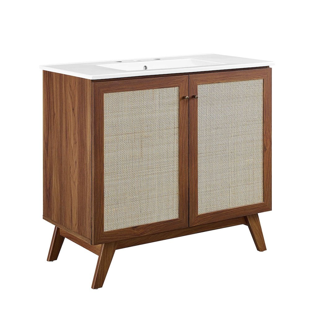 Modway Soma 36” Bathroom Vanity in Walnut White
