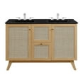 thumbnail image 1 of Modway Soma 48" Double Sink Modern Wood Bathroom Vanity in Oak and Black, 1 of 17