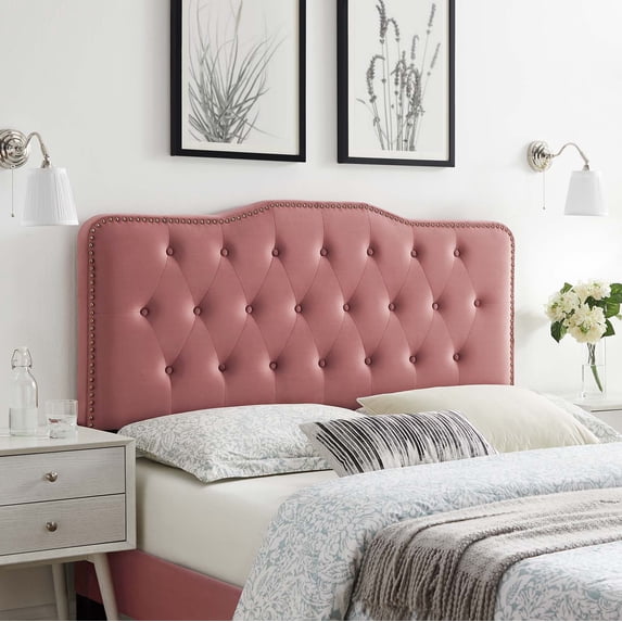 Modway Sophia Tufted Performance Velvet Full/Queen Headboard in Dusty Rose