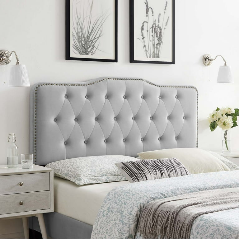 Modway Sophia Tufted Performance Velvet King California King Headboard in Light Gray
