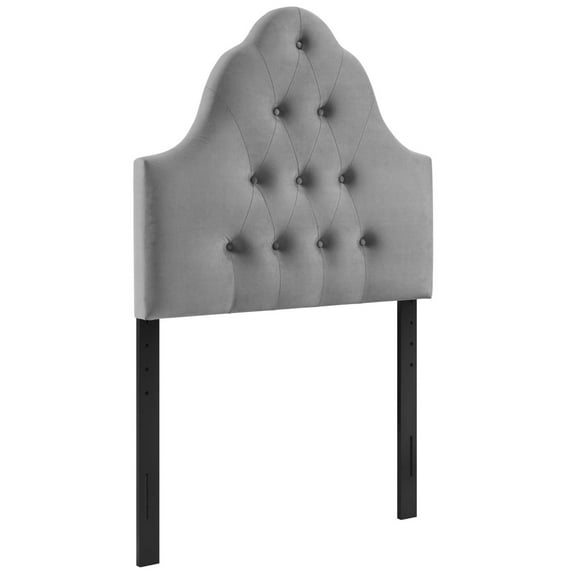 Modway Sovereign Diamond Tufted Velvet Twin Headboard in Gray