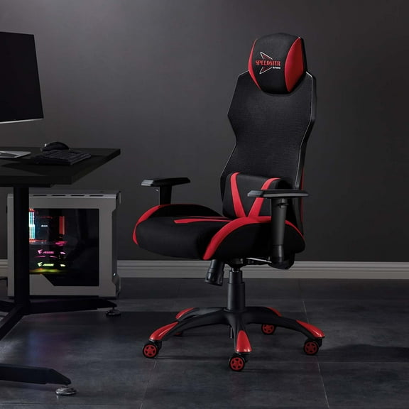 Modway Speedster Modern Mesh Fabric Gaming Computer Chair in Black/Red