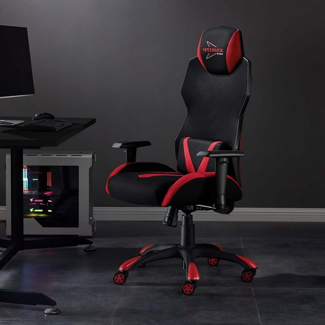 Modway Speedster Modern Mesh Fabric Gaming Computer Chair in Black/Red