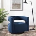 thumbnail image 1 of Modway Spin Cutaway Performance Velvet Swivel Armchair in Midnight Blue, 1 of 9