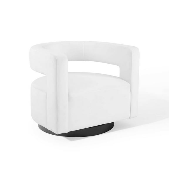 Modway Spin Cutaway Performance Velvet Swivel Armchair in White