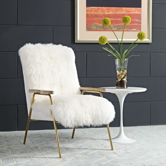 Modway Sprint Sheepskin Armchair in Brown White